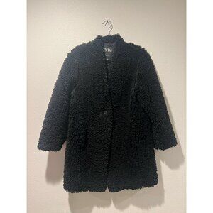 Zara Black Teddy Coat - Size XS